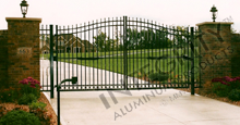 Driveway Gate Aluminum Stonecliff Sunrise Arch Gate Installed Into Brick Using Aluminum Posts